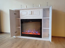 Camino Elettrico da Pavimento 105x135x32 cm Effetto Fiamma 1500W Toulouse & Colorado Bianco