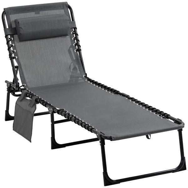 sconto Lettino Prendisole Pieghevole 185x58x30 cm in Acciaio e Tessuto Oxford Grigio