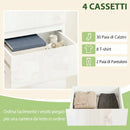 Cassettiera 40x35x74 cm 4 cassetti Salvaspazio in Legno Bianco Lucido      