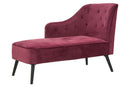 Chaise Longue Paris 132x62x90 cm Legno Spugna e Velluto Sintetico Bordeaux e Nero