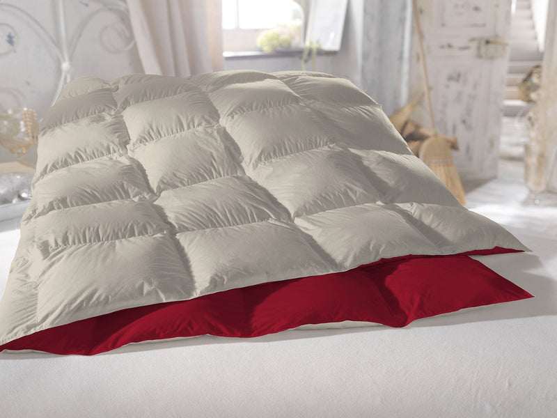 Piumino in Piuma di Anatra 350gr Doubleface Bordeaux\/Panna