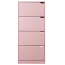 Scarpiera 4 Ante 63x24x150cm Ripiani Doppia Profondità Porta Scarpe in MDF Rosa      