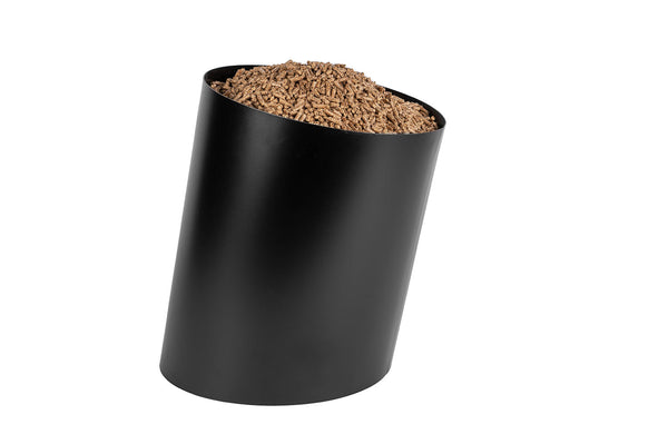 acquista Porta Pellet Inclinato Ø39x50 cm in Ferro Verniciato Grigio Martellato