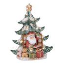 Statuina Babbo Natale con Albero con Led 27 cm in Porcellana
