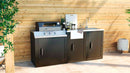 Mobile Cucina Barbecue a Gas 90,2x60,7x94 cm con 3 Fuochi e Armadietto in Acciaio Nero      