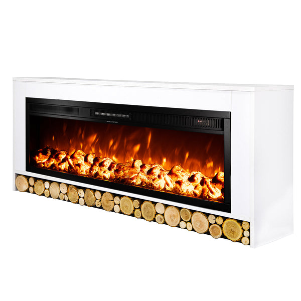 sconto Camino Elettrico da Pavimento 63x150x30 cm Effetto Fiamma 1500W Rio & Tanzania Bianco