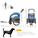 Carrellino Rimorchio per Cani da Bicicletta 130x58x94 cm in Metallo e Tessuto Oxford Blu