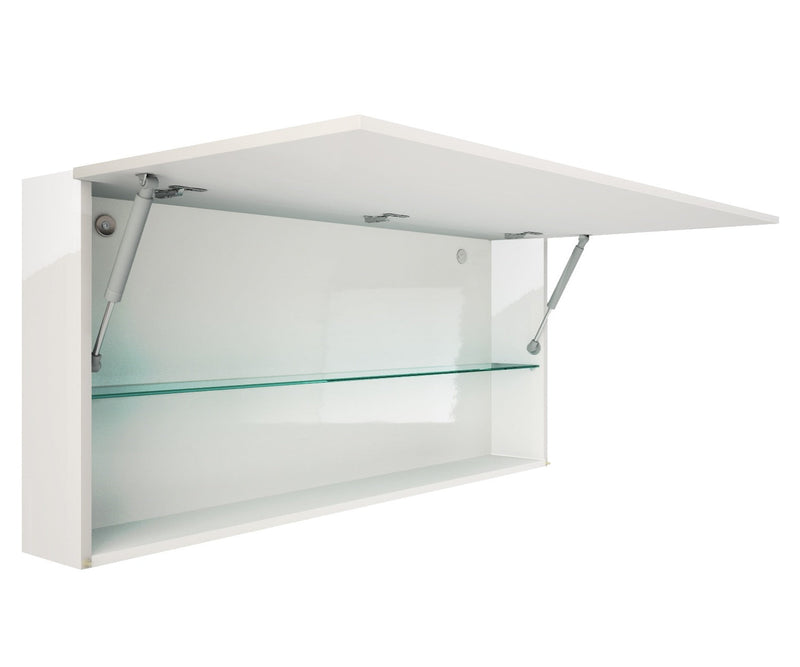 Specchiera da Bagno 100x18x50 cm in Legno TFT Bali Bianco Lucido