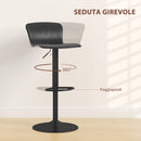 Set 2 Sgabelli da Bar con Schienale Girevoli e con Altezza Regolabile 76,5-97,5 cm in Polipropilene Nero      