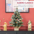 Mini Albero di Natale Ø35x60 cm con Luci Incorporate 86 Rami Pigne e Bacche Rosse Base in Cemento Verde      
