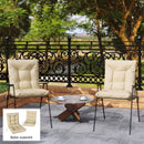 Set 2 Cuscini per Sedie da Esterno 120x50x8 cm con Lacci di Fissaggio in Poliestere e Cotone Beige      