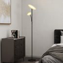Lampada da Terra con 2 Punti Luce LED Regolabile Temperatura 2700K-6500K con Telecomando in Metallo e PC Nero   