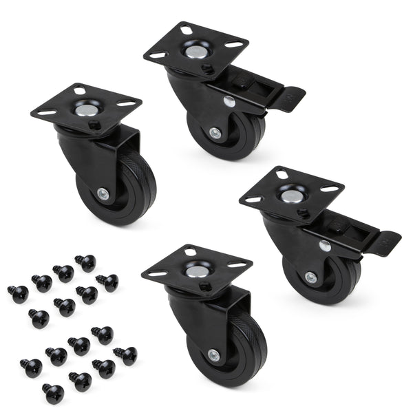 Kit 4 Ruote Slip per Carrello Ø5 cm con Piastra in Acciaio Emuca Neri acquista