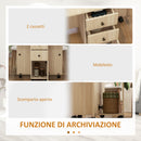 Tavolo Pieghevole 120x60x76,5 cm con 2 Cassetti e Armadietto 6 Rotelle e Freni Color Legno      