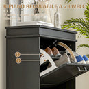 Scarpiera Salvaspazio Design Moderno 2 Cassetti Ribaltabili 54x24x82,5 cm Nero 