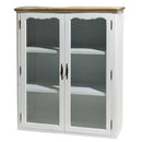 Vetrinetta in Legno 2 Ante 3 Ripiani 90x32,5x114cm Country Bianca