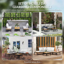 Set Salotto da Giardino Modulabile 2 Divanetti e 2 Tavolini in Metallo e Legno Composito Grigio Nero e Teak    