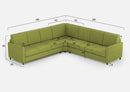 Divano Angolare 7 Posti 281x281x85 cm Karay in Tessuto Verde