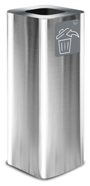 Pattumiera Per Raccolta Rifiuti 30x30xh80 cm In Acciaio Inox con Pittogramma Magnetico Argento