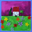 Orologio da Parete Rettangolare 40X40Cm Pirondini Italia Casetta Fiorita