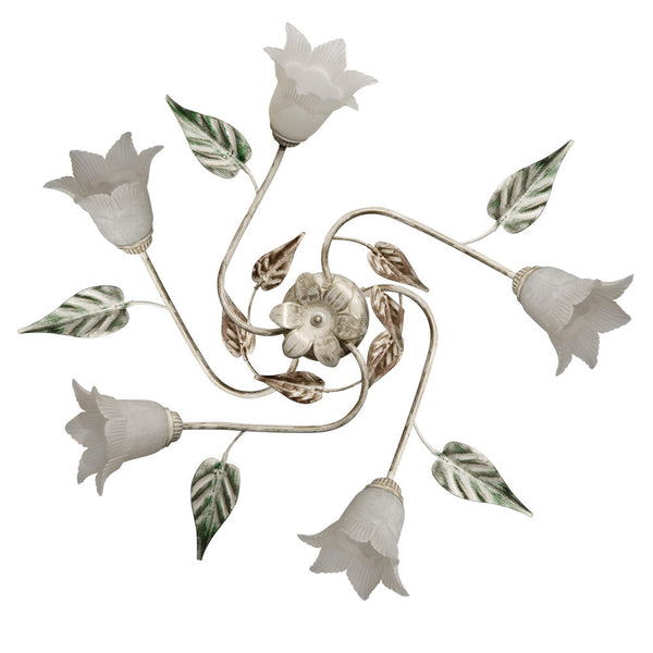 sconto Plafoniera 5xE14 Montatura Anticata Vetro Paglierino E-Energy Arianna