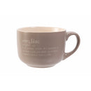 Tazza "sveglia e buongiorno" 11,5x8,5x6,8 cm in Gres VdE Tivoli 1996 Grigio e Bianco