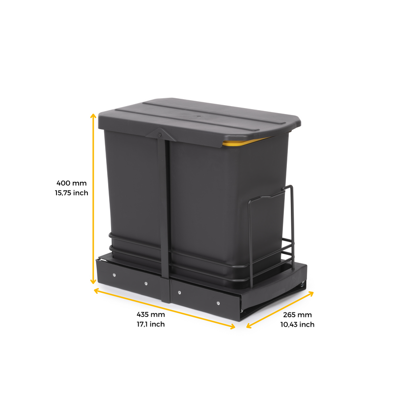 Pattumiera da Cucina ad Estrazione 2x 12 L in Plastica Emuca 