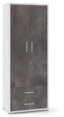 Armadio 2 Ante 2 Cassetti 71x182x41 cm Ossido Bianco/Ossido Nero