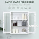 Pensile da Bagno Armadietto con Anta a Vetro 55x20x65 cm in Legno Bianco  