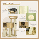 Albero Tiragraffi per Gatti con Casetta e Trespolo 60x40x95 cm Marrone e Beige  