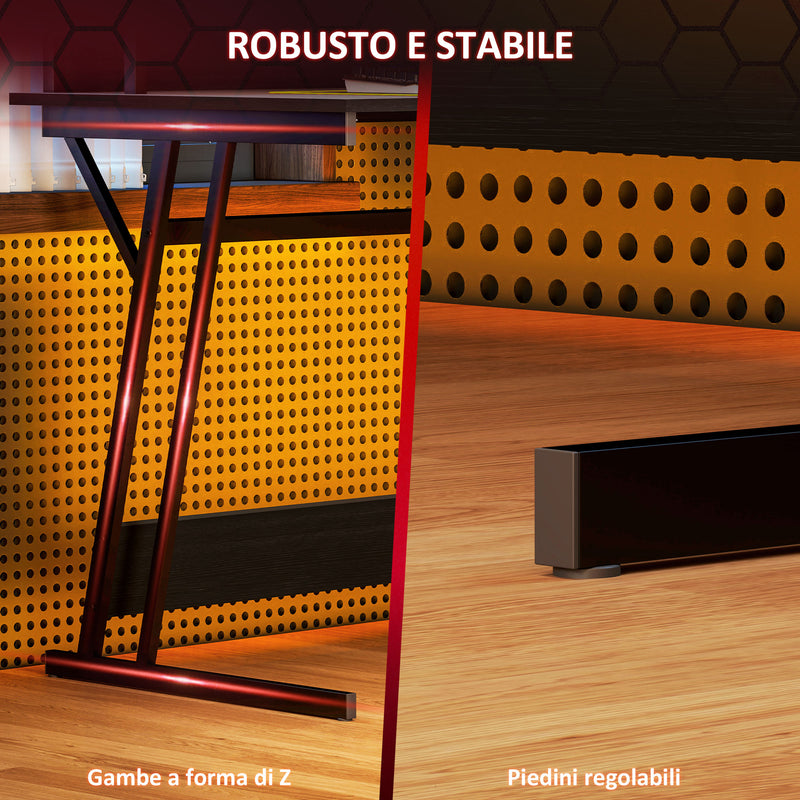 Scrivania Gaming con Luci LED e Supporto per Monitor 100x60x88.5 cm Nero   