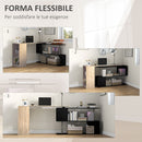 Scrivania Angolare da Ufficio 140x120x78 cm con Cassetti e Scaffale Girevole color Legno  