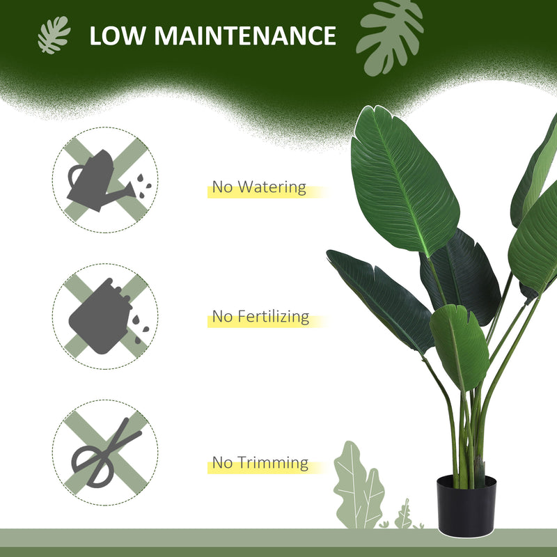 Pianta Artificiale Uccello del Paradiso da Interno e Esterno H120 cm con Vaso Verde