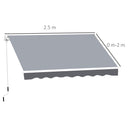 Tenda da Sole da Esterno 250x200 cm Avvolgibile Manualmente in Alluminio e Poliestere Grigio e Bianco  