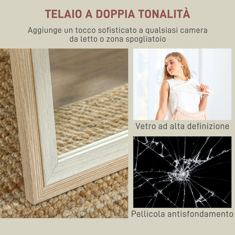 Specchio da Parete o da Terra Autoportante a Figura Intera 37x2,5x157 cm Cornice in Legno  