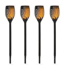 Set 4 Faretti Solari da Giardino Ø12x72 cm in Plastica Nero   