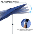Ombrellone da Giardino Ø300 cm in Metallo e Poliestere Blu