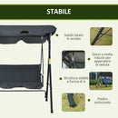 Dondolo da Giardino 3 Posti 172x120x153 cm con Tettuccio Parasole Regolabile e Cuscini Grigio