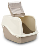 Toilette per Gatti Chiusa 57x39x38 cm con Filtro e Paletta in Polipropilene Romeo Beige