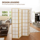 Paravento da Interno a 4 Pannelli Pieghevole 160x170 cm in Legno e Tessuto Colore Legno e Bianco      