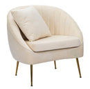 Poltrona Venice Crema 85x66x78 cm in Legno Spugna e Poliestere e Metallo Oro