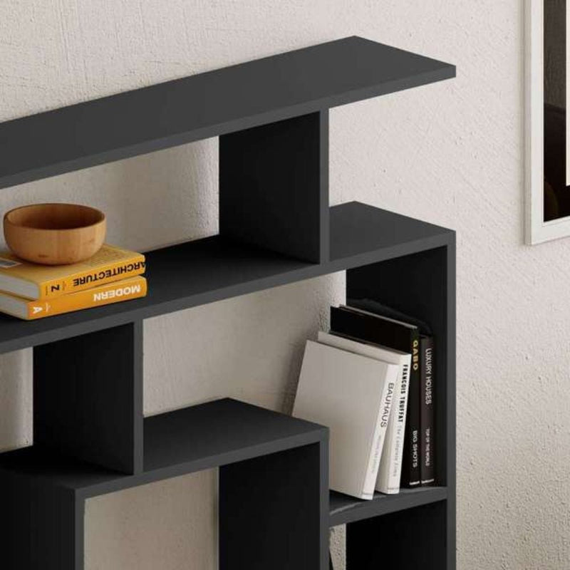 Libreria Moderna 129x125x22 cm in MDF Labirent Antracite