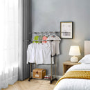 Stender Doppio Porta Abiti Appendiabiti Estensibile 31x37x111 cm in Acciaio con Ruote Girevoli