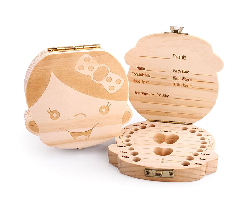 Scatola Dei Denti Da Latte In Legno - Con Pinzetta, Portasouvenir Per Bambini, Ragazzi E Ragazze - Foto 9