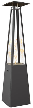Stufa a Piramide Gas Gpl da Esterno con Vetro in Acciaio Flig Memphis Nera