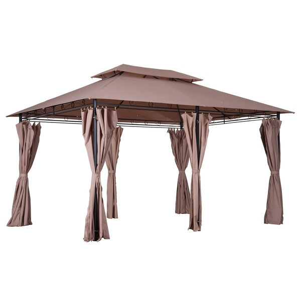 Gazebo da Giardino 4x3m in Acciaio Doppio Tetto Cachi prezzo