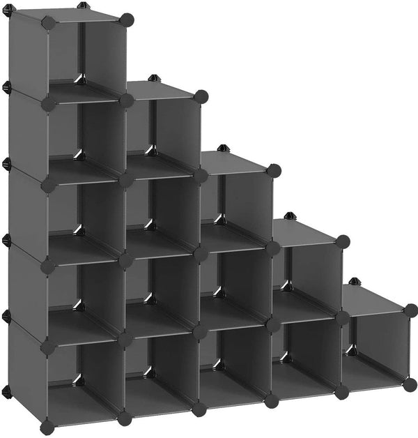 online Libreria Modulare con Cubi in PVC 53 Pezzi Componibili Nera
