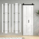 Porta Scorrevole a Soffietto 71,2x3,5x213,4 cm Stile Rustico Kit Montaggio con Maniglia in MDF Bianco Effetto Legno      
