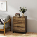 Cassettiera 3 Cassetti Antiribaltamento 62x35x82 cm in Legno e Metallo Marrone Scuro   