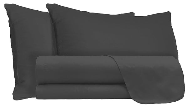 prezzo Set Lenzuola Matrimoniale Sopra Sotto e Federe Tinta Unita Grigio Scuro